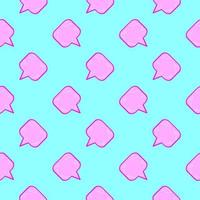 Pink conversation bubbles, seamless pattern on light blue background. vector