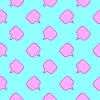 Pink conversation bubbles, seamless pattern on light blue background. vector