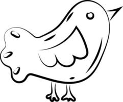 Cute bird sketch, illustration, vector on white background.