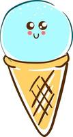 Cute ice cream with eyes, illustration, vector on white background.