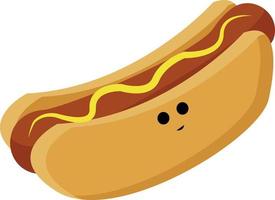 Cute hot dog, illustration, vector on white background.