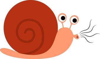 Snail whistling, illustration, vector on white background.