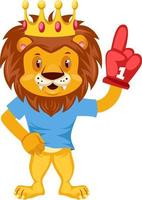 Lion with red glove, illustration, vector on white background.