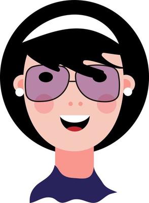 Girl with oval glasses, illustration, vector on a white background.
