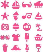 Summer icon pack, illustration, vector on a white background.