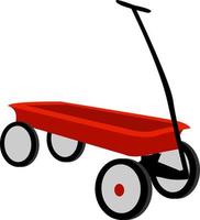 Red little wagon, illustration, vector on white background.