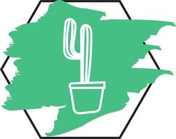 Desert cacti in a pot, icon illustration, vector on white background