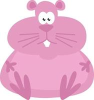 Chubby pink hamster, illustration, vector on a white background.