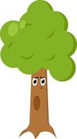 Tree with face, illustration, vector on white background.