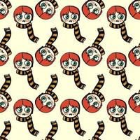 Boy with scarf, seamless pattern on bright background. vector