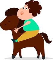 Boy with pony, illustration, vector on white background