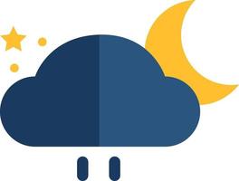 Moon with rainy cloud, illustration, vector, on a white background. vector