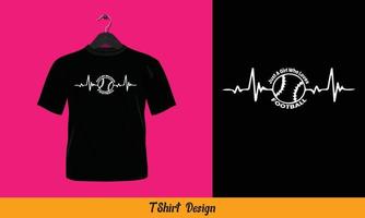 Heart Beat Football - Typography T Shirt Design. vector
