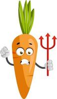 Carrot with devil spear, illustration, vector on white background.