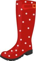 Red dotted boots, illustration, vector on a white background.
