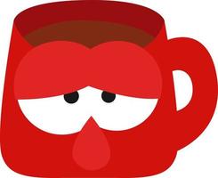 taza de café roja, ilustración, vector sobre fondo blanco.