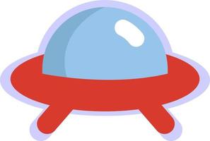 Red space UFO, illustration, vector on a white background.