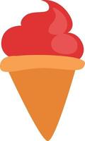 Fastfood ice cream in a cone, illustration, vector on a white background.