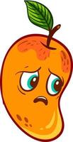 Sad mango, illustration, vector on white background