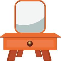 Mirror with a table ,illustration, vector on white background.