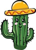 Cactus with a head, illustration, vector on a white background.