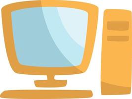 Yellow office computer, illustration, vector on a white background.