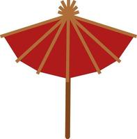 A wooden Japanese umbrella, vector or color illustration.