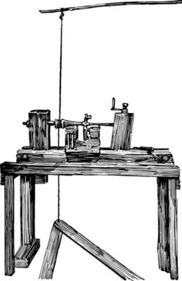 Pole Lathe vintage illustration.