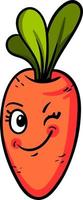 Winking carrot, illustration, vector on a white background.