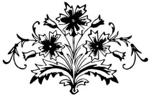 Floral motif is a decorative elements, vintage engraving. vector