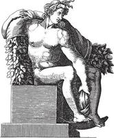 desnudo sentado, adamo scultori, después de michelangelo, 1585, ilustración vintage. vector