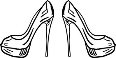 Girls shoes sketch, illustration, vector on white background.