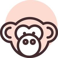 Brown monkey head, illustration, vector on a white background.