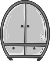 Grey wardrobe, illustration, vector on white background.