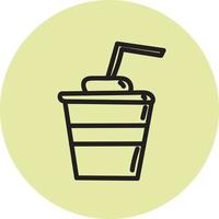 Smoothie in a plastic cup with a straw, illustration, vector on white background.