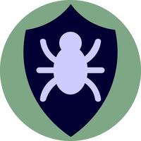 Shield with bug, illustration, vector on a white background.
