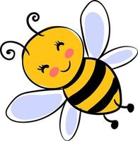 Cute little bee, illustration, vector on white background.