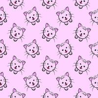 Sweet little cat, seamless pattern on violet background. vector