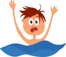 Man drowns SOS, illustration, vector on white background