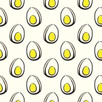 Boiled egg,seamless pattern on white background. vector