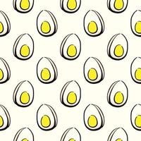 Boiled egg,seamless pattern on white background. vector