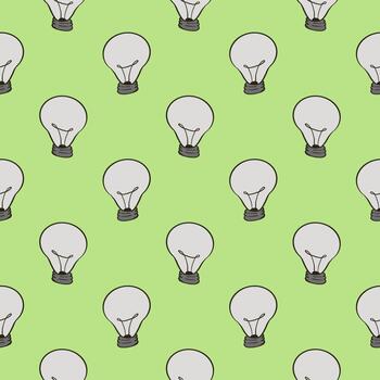 bombilla gris, patrón transparente sobre un fondo verde. vector
