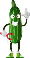 Cucumber with slingshoot, illustration, vector on white background.