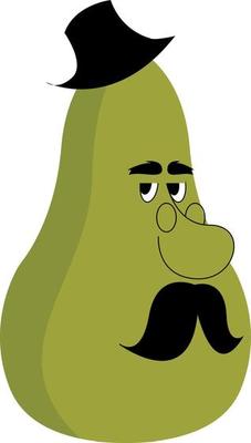 Green pear, illustration, vector on white background.