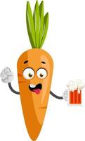 Carrot with beer, illustration, vector on white background.