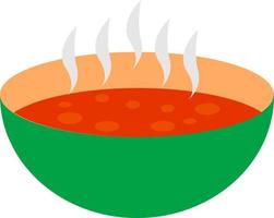 Red soup in bowl, illustration, vector on white background.