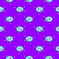 Blue clouds, seamless pattern on purple background. vector
