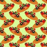 Bruschetta pattern, seamless pattern on green background. vector