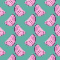 Purple onion ,seamless pattern on green background. vector