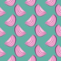 Purple onion ,seamless pattern on green background. vector